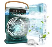 mini Aire Acondicionado 4 en 1, Portátil Silencioso, Air Conditioner, Ventilador, Mini Enfriador, Climatizador Agua Type-C con Humidificador y Temporizador (Verde)