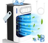 Mini aire acondicionado FethFire - 800 ml, 3 niveles, temporizador, LED, 10 W