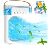 Mini aire acondicionado portátil con 3 velocidades, temporizador 1/2/3H, rotación de 360 °, ventilador de aire acondicionado personal, USB para escritorio, para oficina, hogar, color blanco