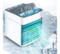 Mini Aire Acondicionado Portátil Tamaño Reducido Humidificador Purificador Filtra Aire Diferentes Luces LED Conexión USB Ajustable 3 Velocidades Frescor