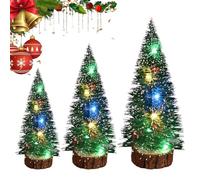 Mini Albero Di Natale Artificial - Set 3 Pezzi Alberi Da Tavolo LED 15/20/25cm | Decorazioni Natalizie per Camera, Libreria, Giardino, Cameretta, Dormitorio | Ornamento Festivo Regalo