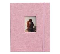 Mini álbum de Fotos de 3 Pulgadas, Libro de Fotos Pequeño con Bolsillos para 208 Fotos, álbum de Fotos Decorativas de Algodón y Lino para Tarjetas de Visita, Sellos, Entradas (Rosa)