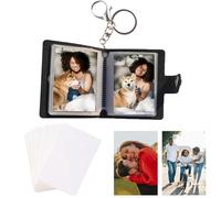 Mini álbum de fotos de sublimación con llavero y álbum de recortes con 20 hojas en blanco para transferencia de calor, álbumes de fotos personalizados para manualidades, color negro