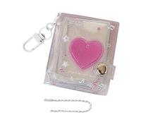 Mini Álbum De Fotos Llavero - Libro De Fotografías Con Diseño De Corazón,Llavero De Álbum Fotográfico Brillante Y Transparente Con 24 Bolsillos - Para Almacenamiento De Fotos De 5 Cm Y Portabilidad En