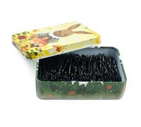 Mini alfileres negros con bonito caso, 200 CT 1.38 pulgadas pequeños para moños, horquillas de pelo premium para niños, niñas y mujeres, ideales para todo tipo de cabello