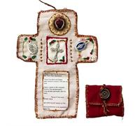 Mini altar de viaje hecho a mano con cruz plateada, bordado de la Virgen María y las Escrituras, regalos espirituales cristianos para mayor comodidad, viajes, devoción diaria