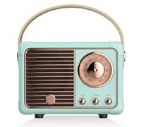 Mini altavoz Bluetooth portátil, altavoz en forma de radio, altavoz retro Bluetooth, caja de música portátil Bluetooth 5.0 para habitación/oficina/sala de estar, regalo de cumpleaños (azul claro)