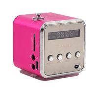 Mini Altavoz de Radio FM portátil, Reproductor de música estéreo Digital MP3 MP4, Soporte TF, Tarjeta USB, Disco FM (Pink)