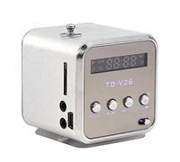 Mini Altavoz de Radio FM portátil, Reproductor de música estéreo Digital MP3 MP4, Soporte TF, Tarjeta USB, Disco FM (White)