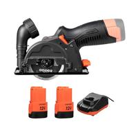 Mini Amoladora 12V CT-12BC - Cortadora Inalámbrica Motor Brushless Sin Escobillas - Disco de 76 mm, 20000 RPM, Metal, Madera y Plástico Profesional - Kit con 2 Baterias 2Ah y Cargador- Por Dnipro-M