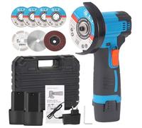 Mini Amoladora Angular Bateria, 12V 19500 RPM Amoladora Angular Profesional con 2 Baterías de 2000mAh, 7 Discos de Corte 75 MM para Cortar, Pulir y Lijar