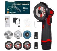 Mini amoladora angular con batería, 500 W, 12 V, amoladora angular sin cable, con 2 baterías de 1300 mAh, cargador, amoladora angular eléctrica de 3 pulgadas/76 mm para cortar y pulir