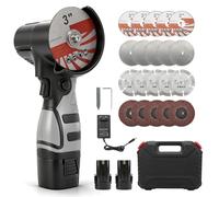 Mini amoladora angular con batería de 16,8 V con 2 baterías de 2000 mAh, 15 discos de corte y 5 discos abrasivos, batería de 75 mm Flex, motor sin escobillas de 19500 RPM para cortar, pulir, lijar