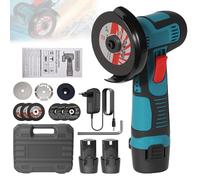 Mini amoladora angular inalámbrica 18000 rpm, 12 V profesional disco inalámbrico con 10 discos de corte y pulido para molienda y corte (azul)