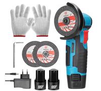 Mini amoladora angular, inalámbrica, 19500 rpm, 12 V, amoladora profesional, batería de 2,0 Ah, discos de corte de 76 mm, amoladora angular, para lijar y cortar (2 baterías)
