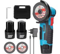 Mini Amoladora Angular Inalámbrica de 18V con 2 Baterías, Cargador, 2 Discos de Corte y Maletín de Transporte.