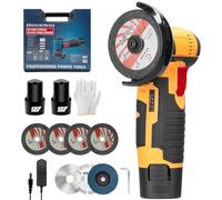 Mini Amoladora Angular Inalámbrica, Radial de Batería 19500 RPM, Amoladora Batería Profesional, con 2 Baterías, 7 Discos Corte, ara Esmerilar, Pulir, Cortar