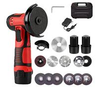 Mini amoladora angular, mini amoladora angular con 2 baterías de 1200 mAh, juego profesional de amoladora angular con 6 discos de corte, para cortar, pulir, lijar y eliminar el óxido