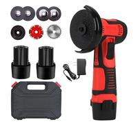 Mini Amoladora Angular, Multifunción Amoladora Pequeña a Doble Batería con Motor de Alta Potencia, 7 Accesorios y Maletín de Transporte para Cortar y Pulir Baldosas, Madera, Acero, Piedra