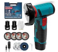 Mini Amoladora Angular, Radial de Batería 19500 RPM, 76mm Amoladora Profesional, con 2 Baterías, 7 Discos Corte, ara Esmerilar, Pulir, Cortar