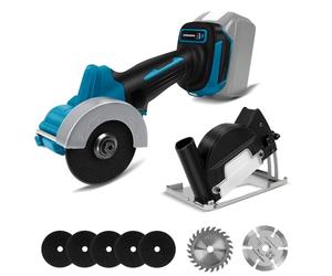 Mini amoladora angular sin cable compatible con Makita 18V batería, amoladora angular sin escobillas 20000RPM 76mm con 5 discos de desbaste, 2 discos de corte y protector contra el polvo (sin batería)