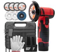 Mini Amoladora Angulara Batería, Amoladora Angular Eléctrica con 7 Discos de Corte, 2 Baterías,19500RPM/76mm, Para Esmerilar, Cortar, Pulir