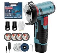 Mini Amoladora Angulara Batería, Radial de Batería 76mm, Amoladora Angular Eléctrica 19500RPM, con 2 Baterías, 7 Discos Corte, ara Esmerilar, Pulir, Cortar