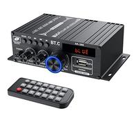Mini Amplicador Bluetooth Audio 40W+40W con Fuente de Alimentación Mini Amplicador Receptor Digital con Control Remoto Amplicador Potencia 2CH Pantalla LCD Control Graves Agudos para Hogar Automóvil