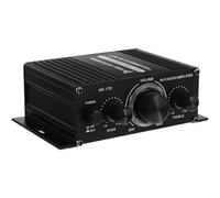Mini Amplificador de Audio Portátil Negro, Compacto para Altavoces | Opciones de Entrada Múltiples, Sonido Claro y Realista, Uso Versátil, Adecuado para Viaje y Exterior