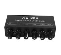 Mini Amplificador de Auriculares portátil con Divisor de Audio estéreo, Profesional, Amplificador de Auriculares de 2 entradas y 4 Salidas con alimentación CC de 5 a 19 V, Caja de