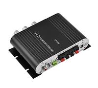 Mini Amplificador Parlantes, Amplificador Digital Hifi 2.1 Stereo Bass Auto Car Home Audio Amplificador de Potencia con Entrada Audio Rca y 3.5 Mm, Dos Pares Clips Salida Altavoz(Black)