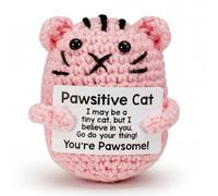 Mini animal de ganchillo positivo para gatos, regalo de apoyo emocional, regalo de mutuo, muñeca inspiradora hecha a mano, muñeco de lana creativa para tejer motivacional, muñeco de pata, amuleto de