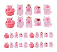 Mini animales luminosos de resina 30 piezas figuras de carpincho que brillan en la oscuridad pequeños animales de resina hechos a mano para manualidades funda de teléfono y decoración del hogar