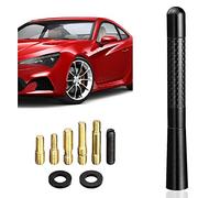 Mini Antena Radio Coche Universal, Accesorios Tuning,12CM Fibra de Carbono, Corta Tornillos del 4 Adaptadores con Fuerte recepción FM/Am/Dab