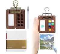 Mini Aquarell Set - Juego de Acuarelas de Viaje con 8 Colores en Madera de Nogal, Cierre magnético y Bloc de bocetos con 58 Hojas para Artistas y creativos