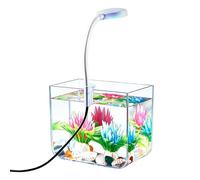 Mini Aquarium Tank - Desktop Fish Tank with Clips-On LED Light and Clear Non-Slip Base | Betta Fish Aquarium for Home Bedroom Living Room Apartment, Ideal for Beginners Adults Kids Fishkeeping and