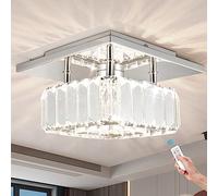 Mini araña de cristal grande lámpara de techo de cristal redonda LED lámpara colgante para pasillo escalera (blanco frío) (Square SJT regulable)