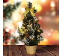 Mini árbol de Navidad, 40 cm, pequeño, mini árbol de Navidad iluminado, árbol de Navidad artificial decorado con iluminación, decoración de mesa, decoración de Navidad, hogar, oficina (A)