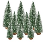Mini Árbol De Navidad, Arbol Navidad Miniatura, Árbol de Navidad de Nieve Pequeño, con Bases de Madera, para Decoración del Hogar, Navidad, 3 Tamaños, 9 Piezas