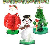 Mini árbol de Navidad artificial, 3 unidades de pequeño árbol de Navidad creciente, árbol de papel mágico romántico, para criar cristales, juguete creativo, niños (A)