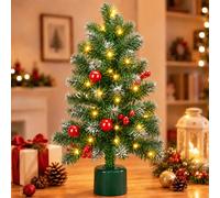 Mini árbol de Navidad artificial de 60 cm con iluminación, giratorio | Miniárbol de Navidad musical giratorio de 360 grados con 4 modos de iluminación que cambia de color (blanco cálido y