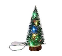 Mini Árbol de Navidad con LED Light Artificial Wood Base Battery Decoración de escritorio de pino blanco alimentado por la fotografía de la oficina en el hogar, 15 cm |.Mini árbol de Navidad con luce