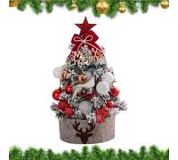 Mini árbol de Navidad iluminado pequeño que funciona con pilas, vintage | Decoración LED de escritorio para árbol de Navidad para el hogar, oficina, sala de estar, estante, chimenea, entrada