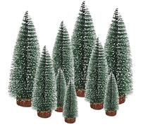 Mini Árbol de Navidad Miniatura Arbolitos de Navidad Artificial Pequeño con Bases de Madera para Decoración de Mesa, Hogar y Escaparate 10/16/22CM - 9PCS