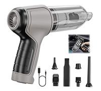 Mini Aspiradora de Mano InaláMbrica 3 en 1 para Coche,Aspiradora de Mano,FuncióN HúMeda/Sec,120w PortáTil Aspiradora Recargable,para Coche,Hogar,Oficina,Pelos de Mascotas (Gris)
