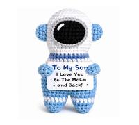 Mini astronauta de ganchillo hecho a mano, regalos de vuelta a la escuela para niños, yerno, regalo de hijo de mamá papá, regalo de mi hijo, regalo para cumpleaños, Navidad, I Love You to The Moon and