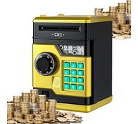 Mini ATM Bank Machine - 5,31 x 4,84 x 7,48 pulgadas para niños, caja de dinero de desplazamiento automático, banco de monedas, protección de contraseña, banco de monedas de gran capacidad para niños