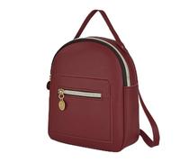 Mini Backpack Purse - PU Leather Mini Backpack For Women | Casual PU Leather Backpacks For Teen Girls With Zipper Pockets | 18x6x20cm Red Black Brown Gray Pinkish - For Shopping Dating Work Comm, rojo