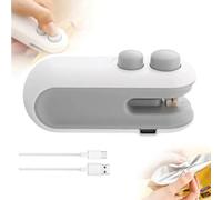 Mini Bag Sealer and Cutter, 2 in 1 USB Rechargeable Bag Sealers Heat Seal Cutter,Portable Resealer Machine for Plastic Bag Snack Bag Food Storage (White)