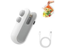 Mini Bag Sealer with Cutter and Magnet, 2 in 1 Rechargeable Heat Sealer, Household Hand Pressure Portable Snack Plastic Heat Sealing Machine, For Snacks and Food Freshness Storages (White)